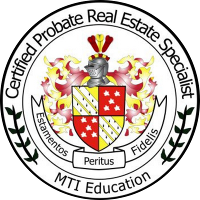 A seal that says certified probate real estate specialist.